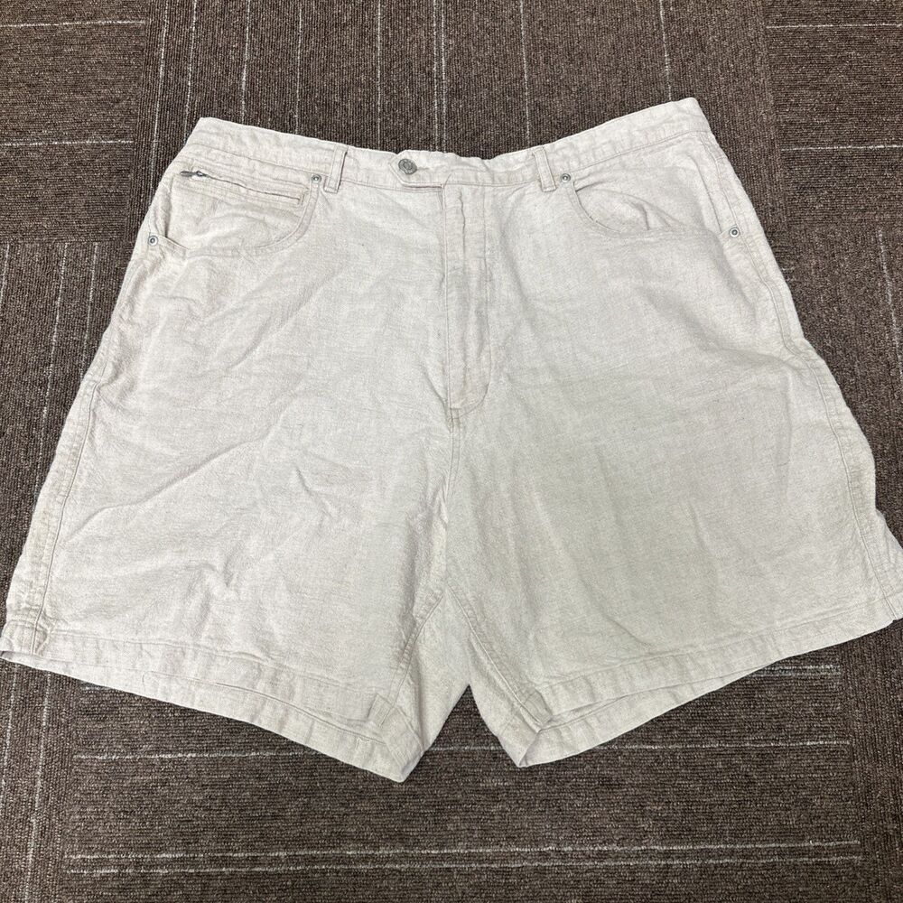 Venezia Capri Cargo Shorts Womens 22 Linen Blend Natural Cream Straight Button